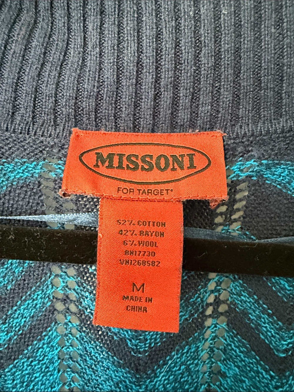 Rare: Missoni Blue and Teal Chevron Open-Front Duster Cardigan - Picture 2 of 4